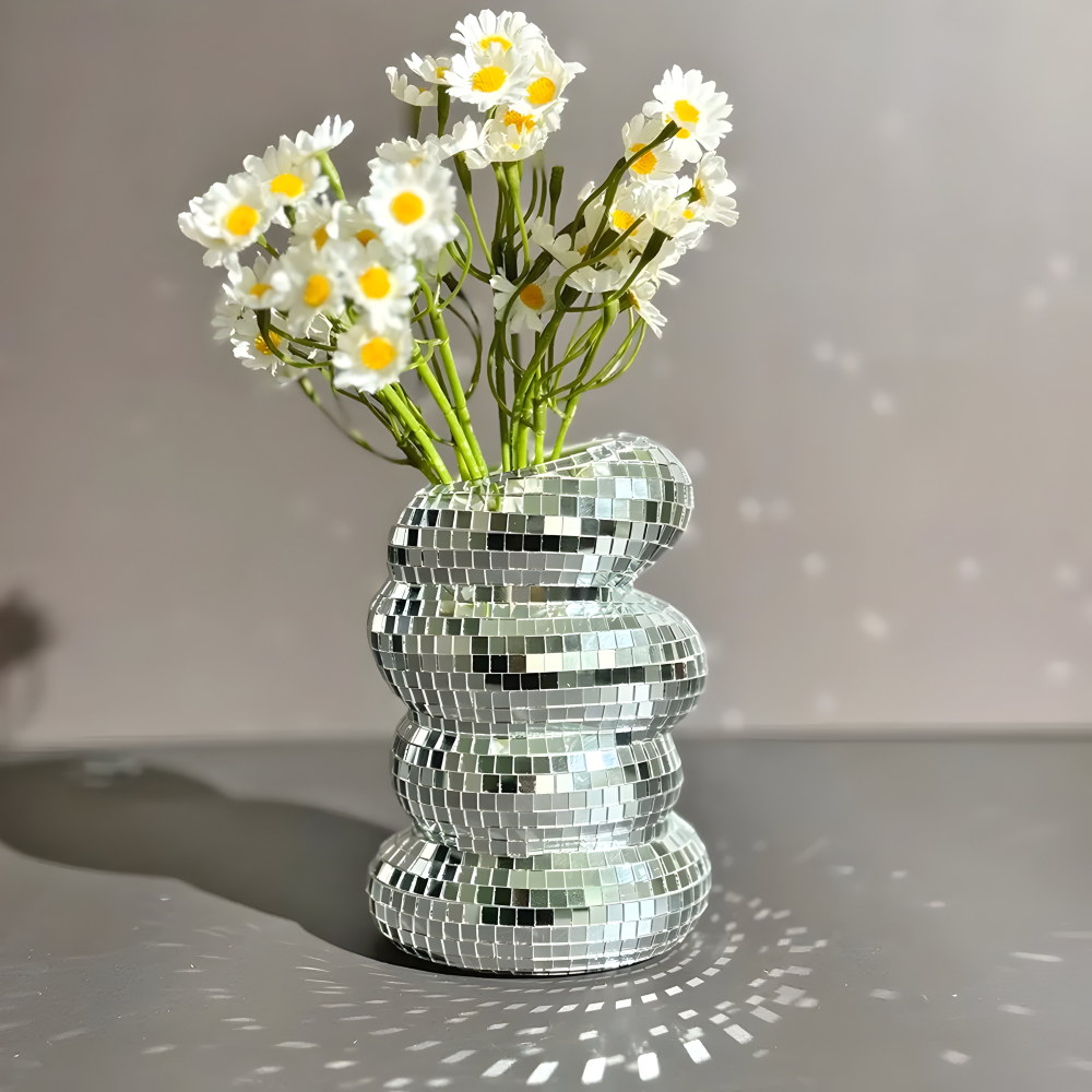 Decorative Vase Spiral Mirror Tiles Compact