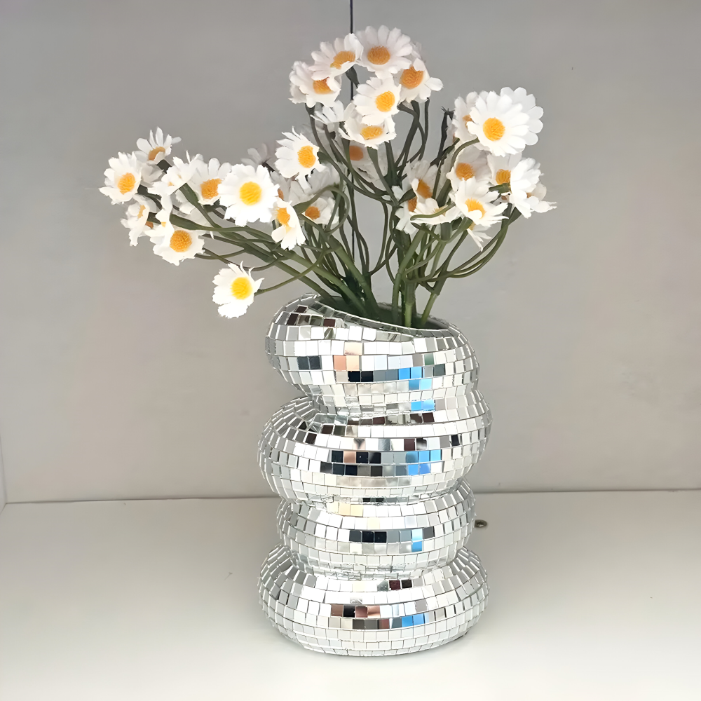 Decorative Vase Spiral Mirror Tiles Compact
