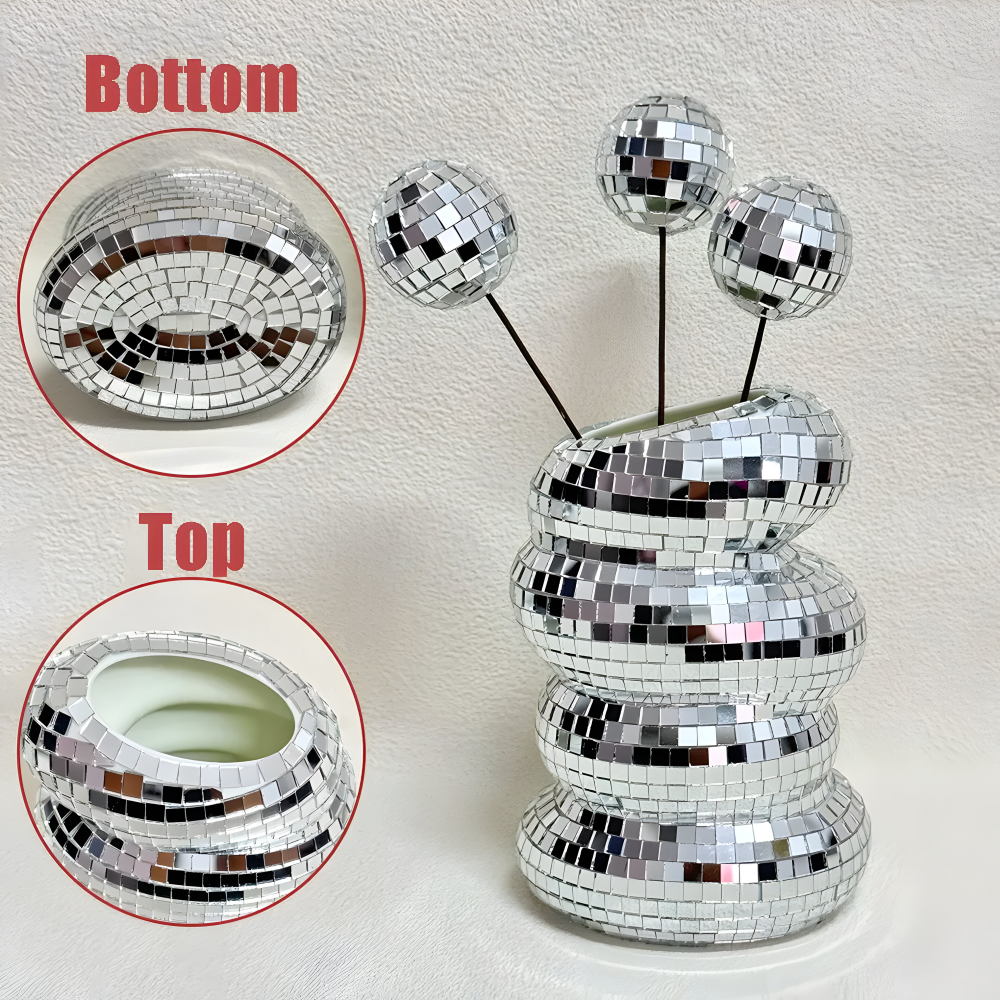 Decorative Vase Spiral Mirror Tiles Compact