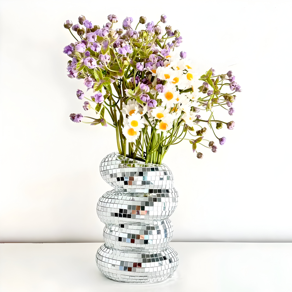 Decorative Vase Spiral Mirror Tiles Compact