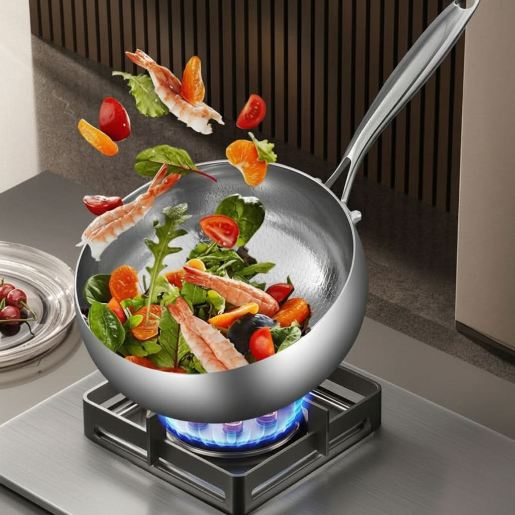 Deep Frying Pan Non-Stick Induction Compatible Hammered Finish