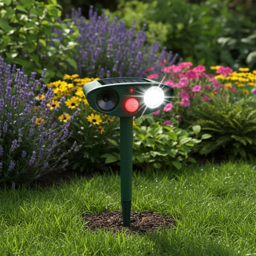 Deer Repellent Ultrasonic Motion-Activated Solar-Powered