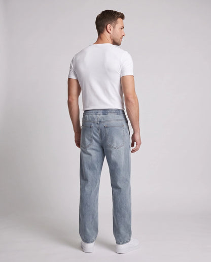 Denim Pants Cotton Loose Fit Elastic Drawstring Waist