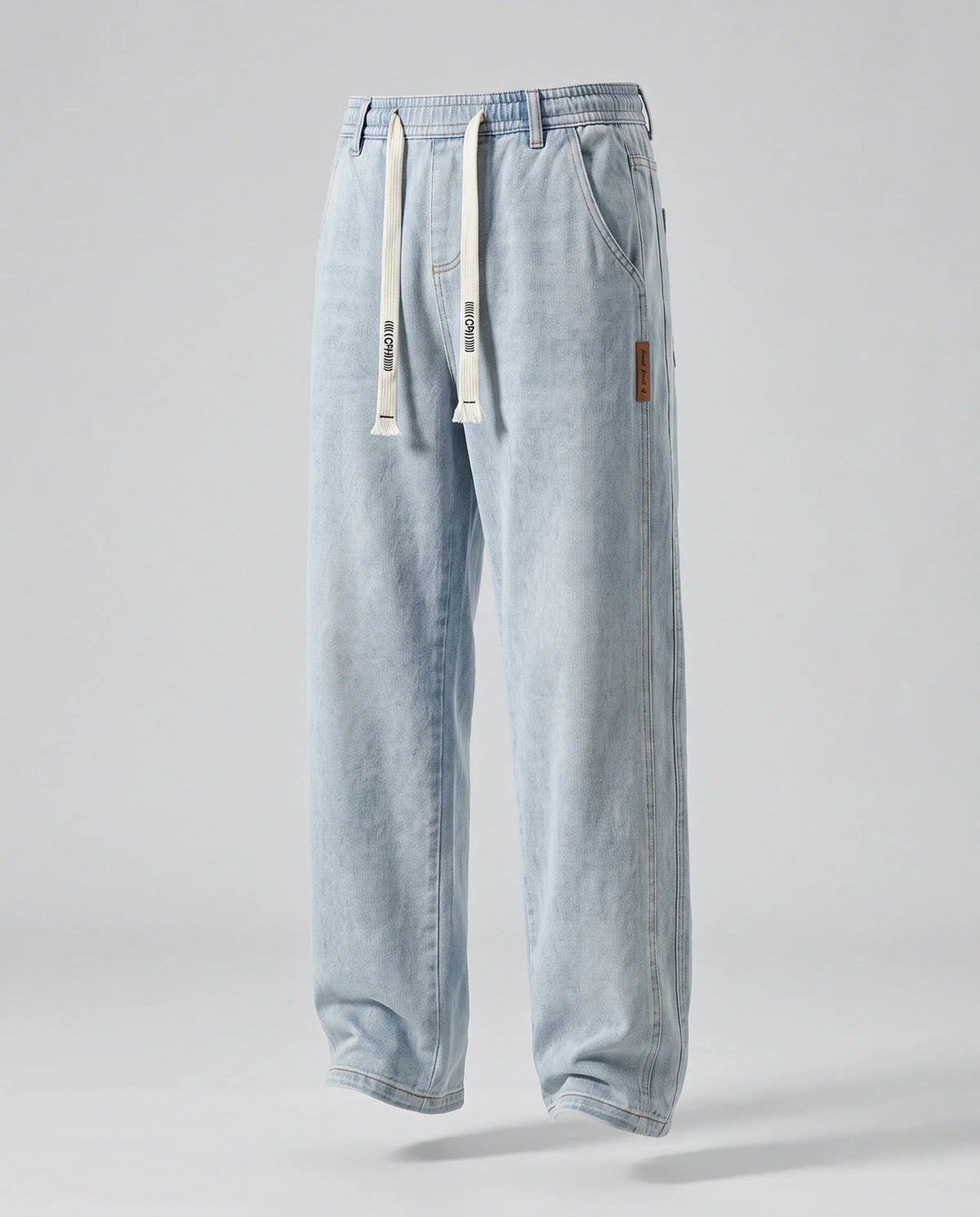 Denim Pants Cotton Loose Fit Elastic Drawstring Waist