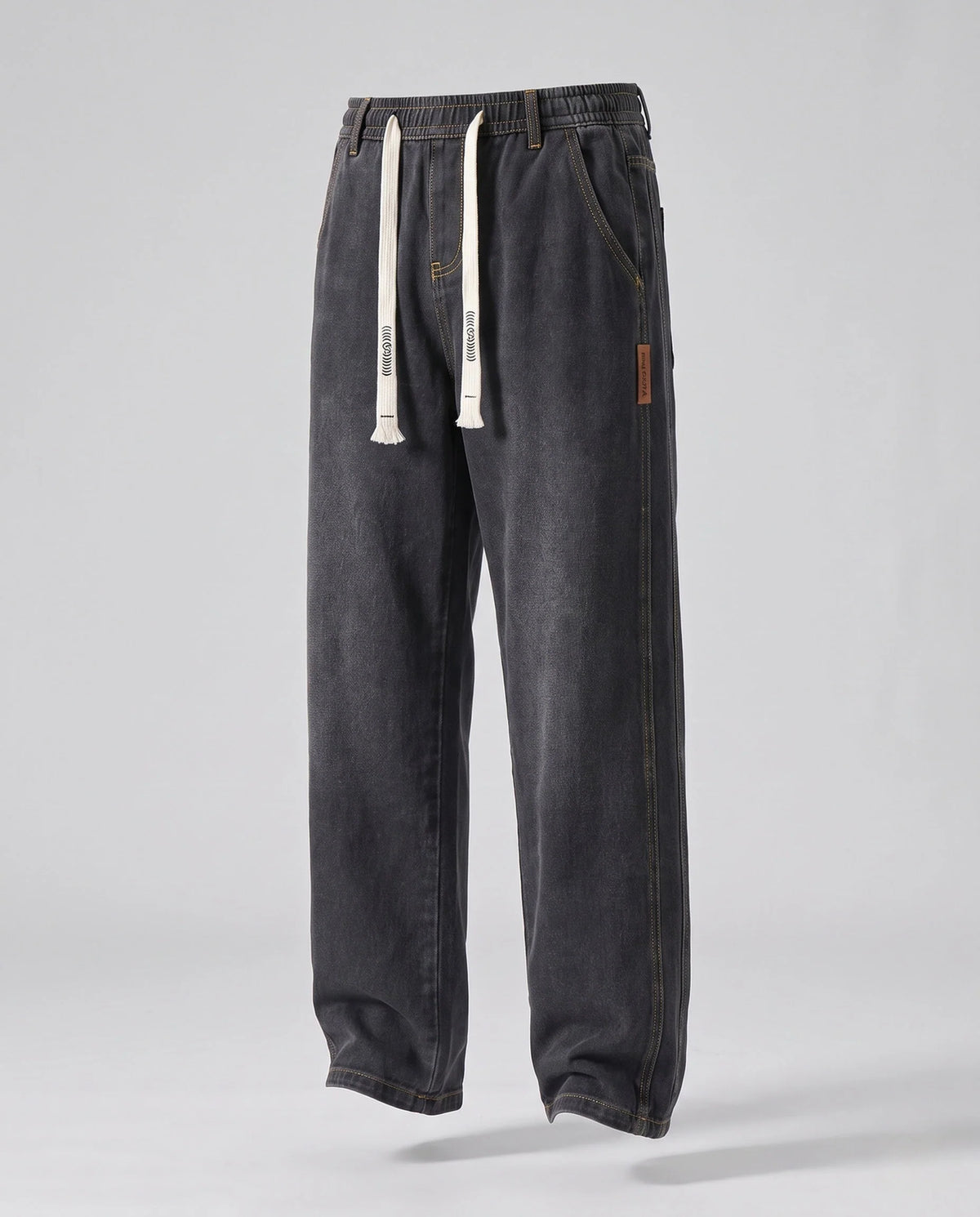 Denim Pants Cotton Loose Fit Elastic Drawstring Waist