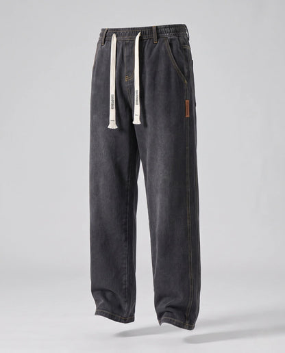 Denim Pants Cotton Loose Fit Elastic Drawstring Waist
