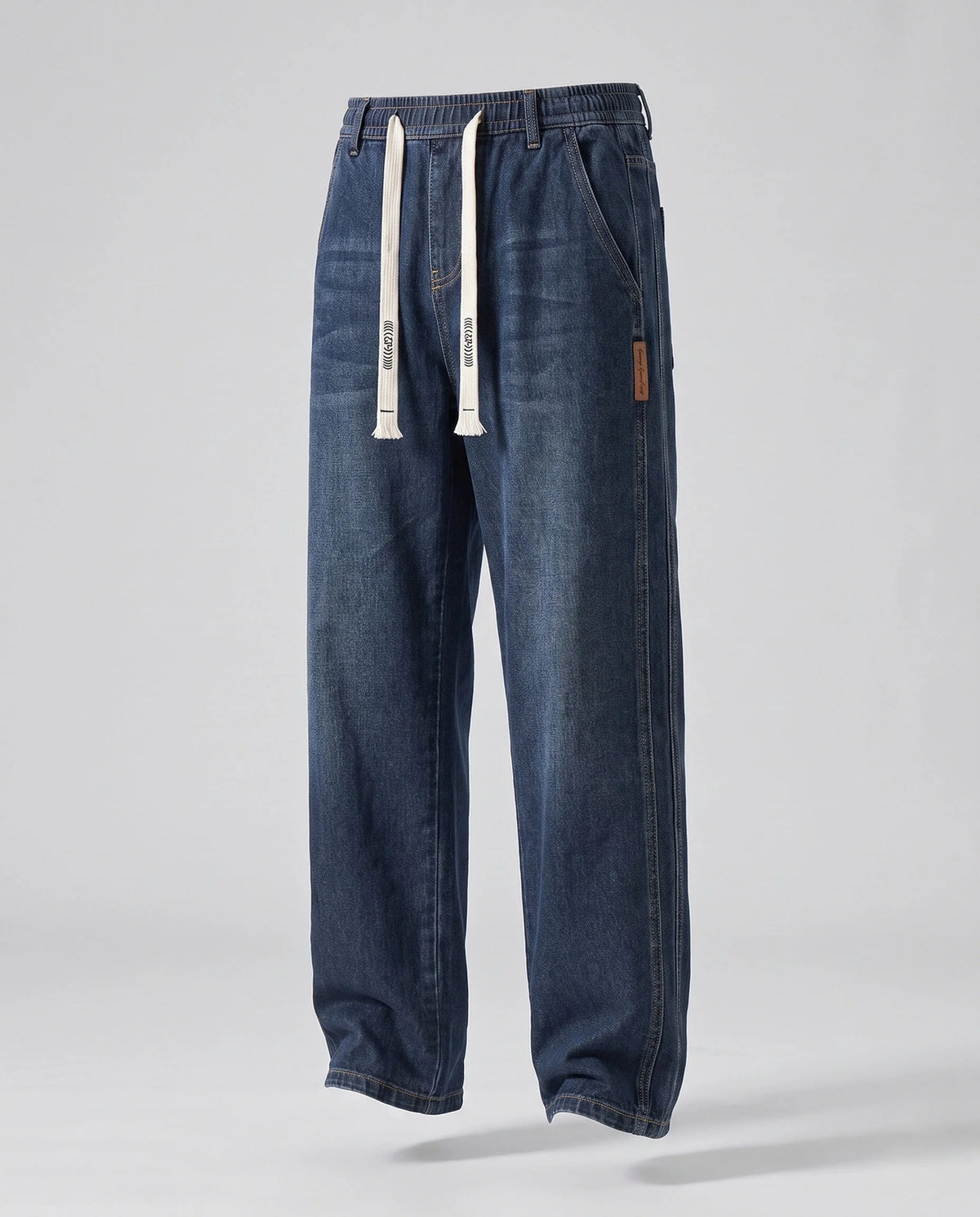 Denim Pants Cotton Loose Fit Elastic Drawstring Waist