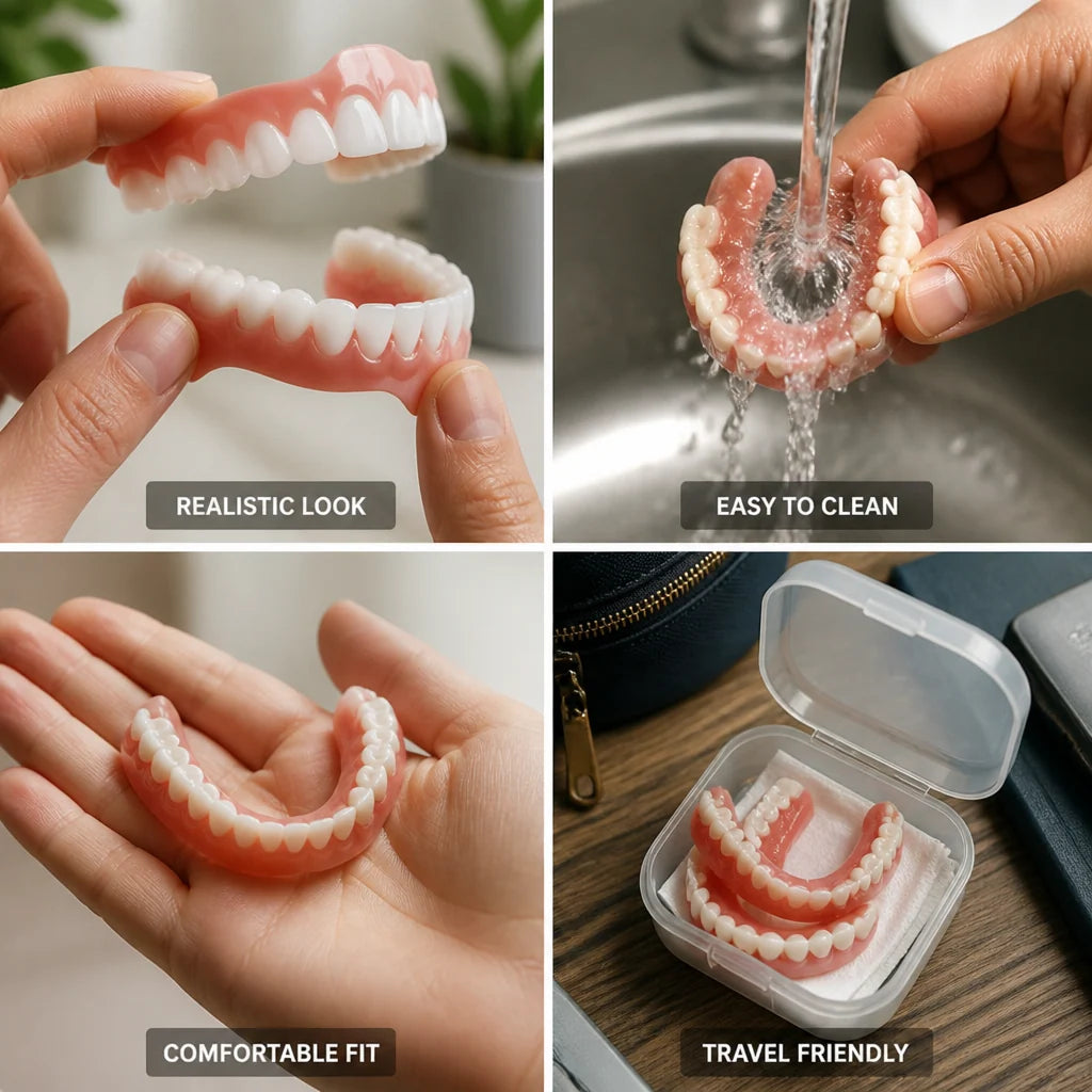 Denture Set Full Coverage Upper & Lower Natural-Looking Smile