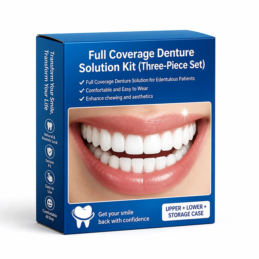 Denture Set Full Coverage Upper & Lower Natural-Looking Smile