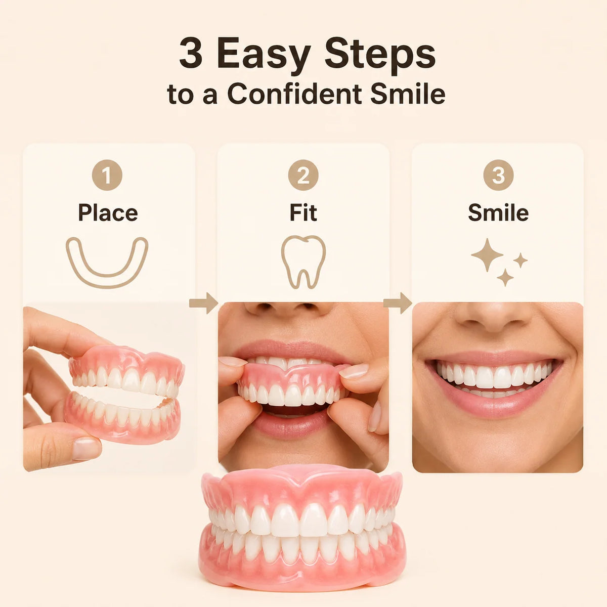 Denture Set Full Upper & Lower Adhesive-Free Suction Hold