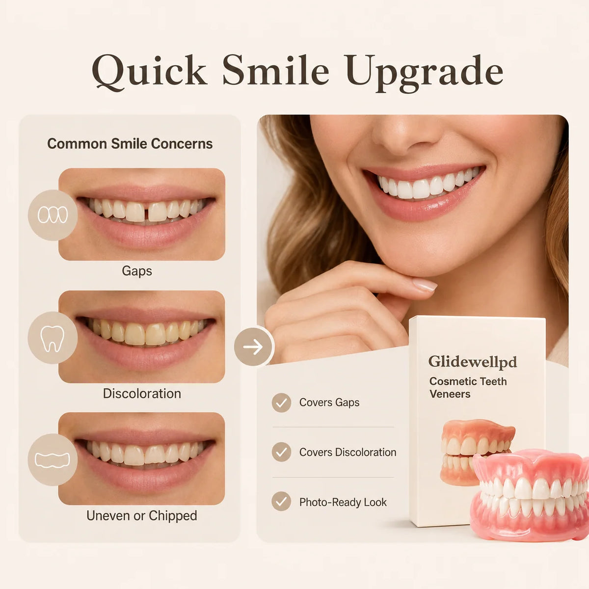 Denture Set Full Upper & Lower Adhesive-Free Suction Hold