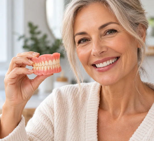 Denture Set Heat-Molded Custom Fit Adhesive-Free Suction Retention