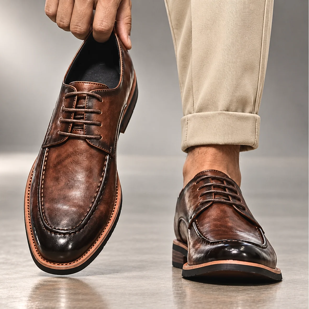 Derby Shoes Genuine Leather Cushioned Insole