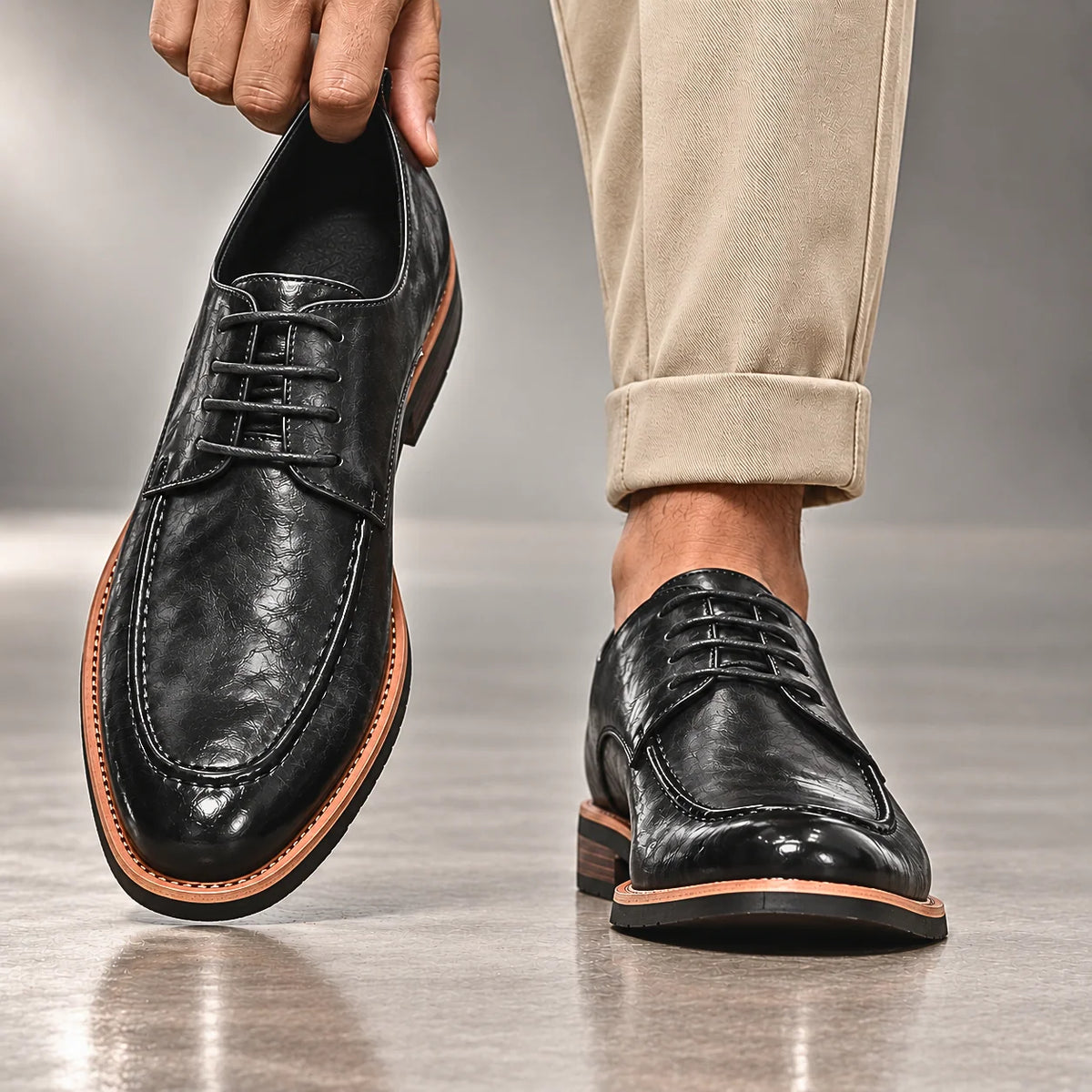 Derby Shoes Genuine Leather Cushioned Insole