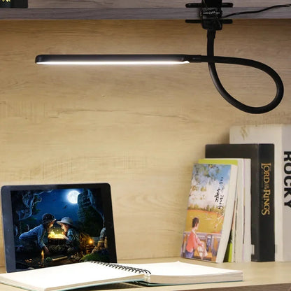 Desk Clip Lamp Adjustable Gooseneck Ten Brightness Levels USB-Powered