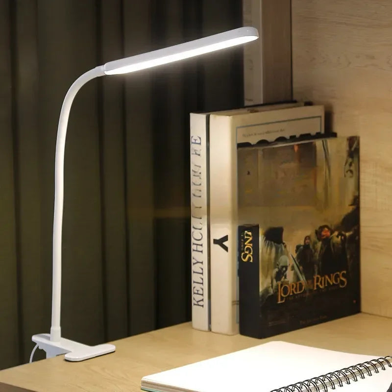 Desk Clip Lamp Adjustable Gooseneck Ten Brightness Levels USB-Powered