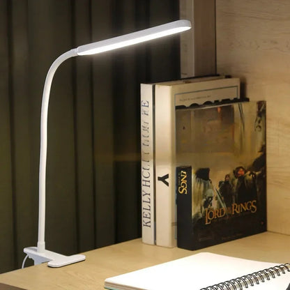 Desk Clip Lamp Adjustable Gooseneck Ten Brightness Levels USB-Powered
