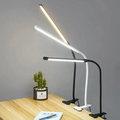 Desk Clip Lamp Adjustable Gooseneck Ten Brightness Levels USB-Powered