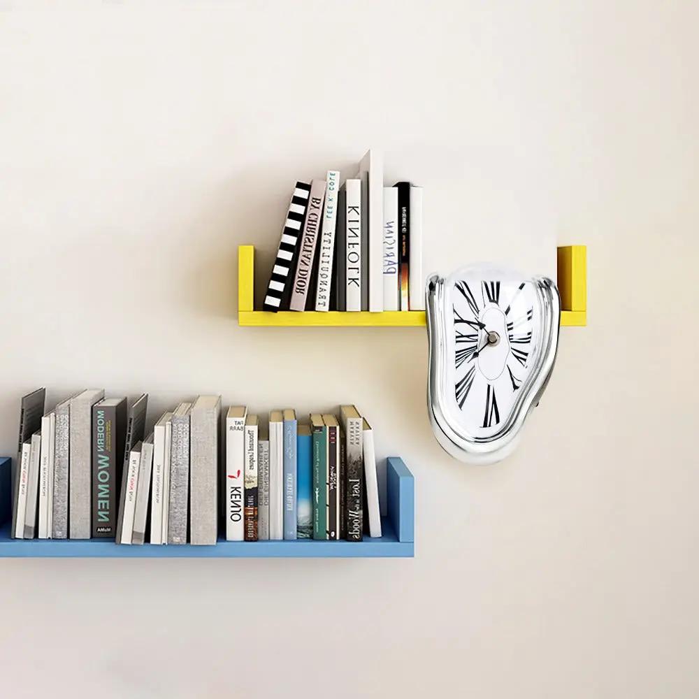 Desk Clock Surrealist Melting Design Metallic Finish
