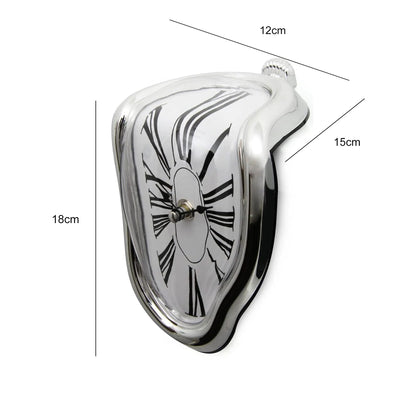 Desk Clock Surrealist Melting Design Metallic Finish