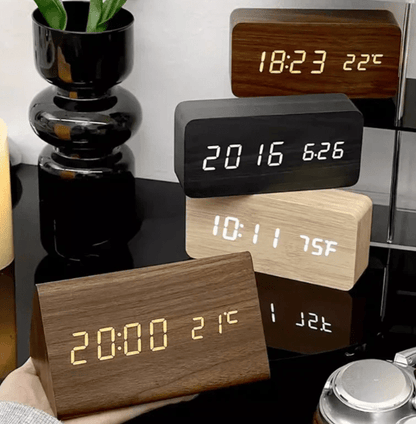 Desk Clock Voice-Activated LED Time & Temperature