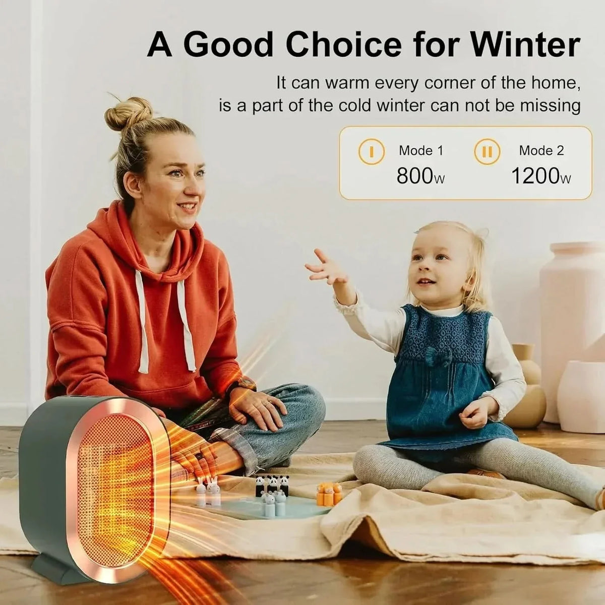 Desk Heater PTC Ceramic Fast Heat Tip-Over Protection