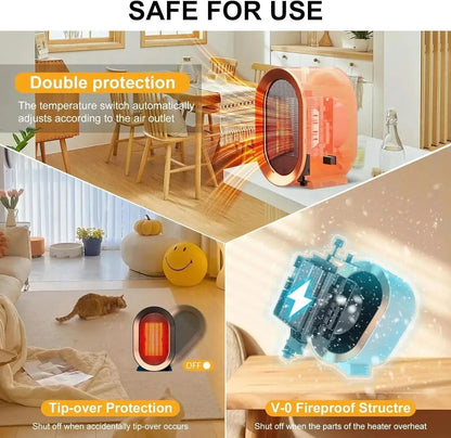 Desk Heater PTC Ceramic Fast Heat Tip-Over Protection