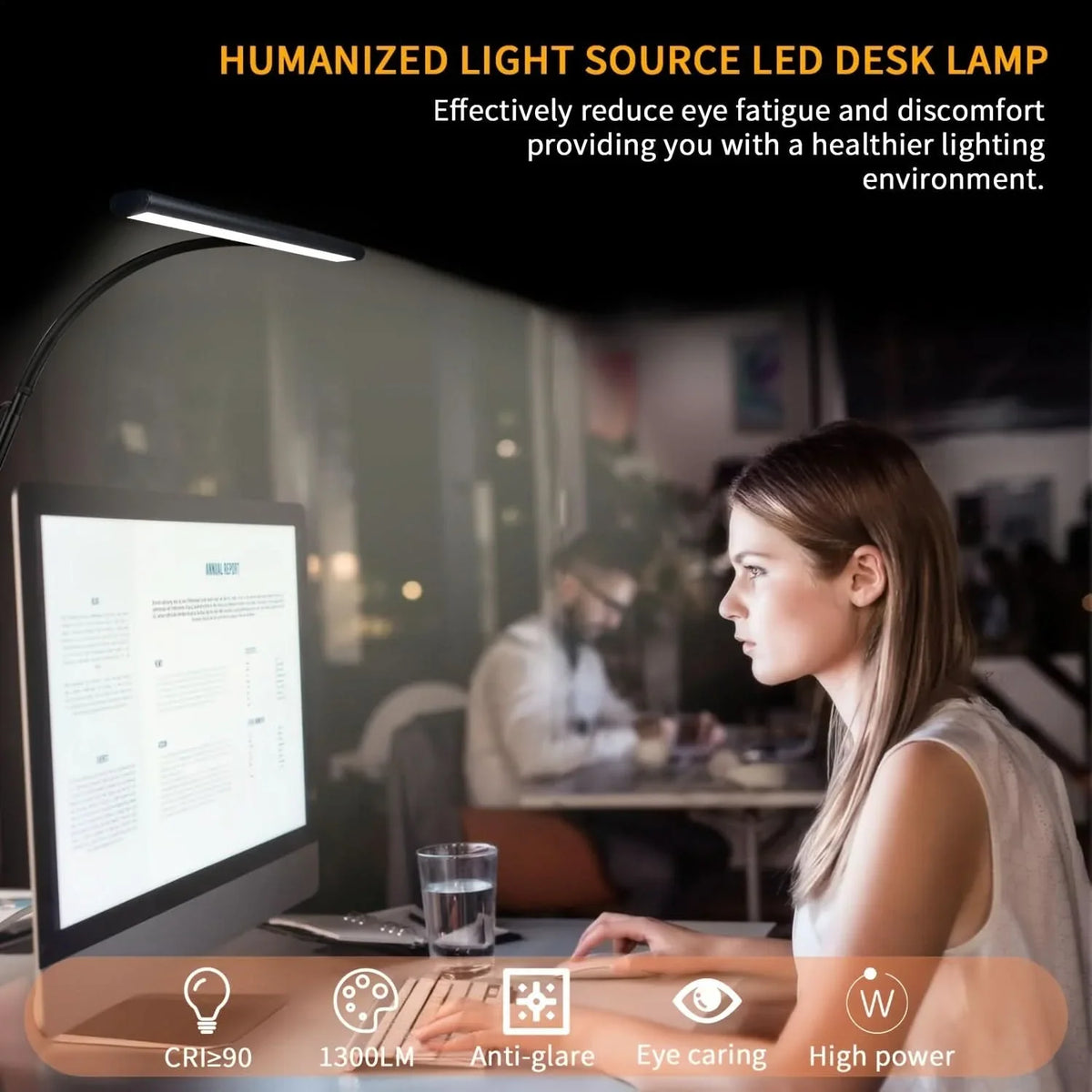 Desk Lamp Extra-Wide LED Panel Adjustable Color Modes & Dimming