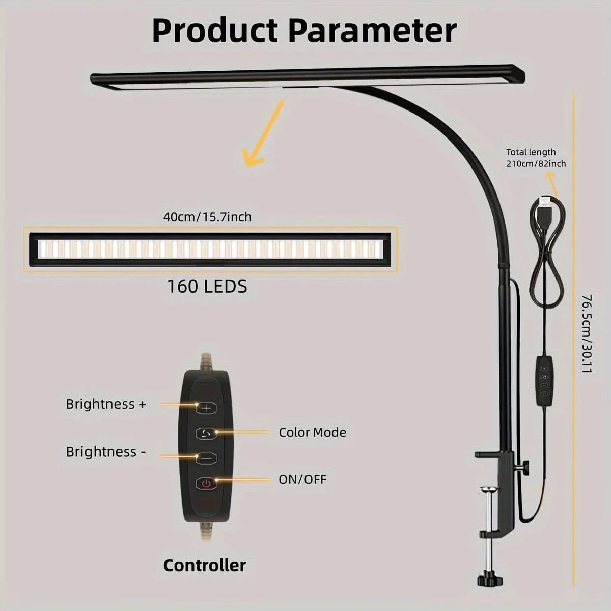 Desk Lamp Extra-Wide LED Panel Adjustable Color Modes & Dimming
