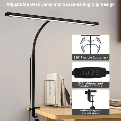 Desk Lamp Extra-Wide LED Panel Adjustable Color Modes & Dimming