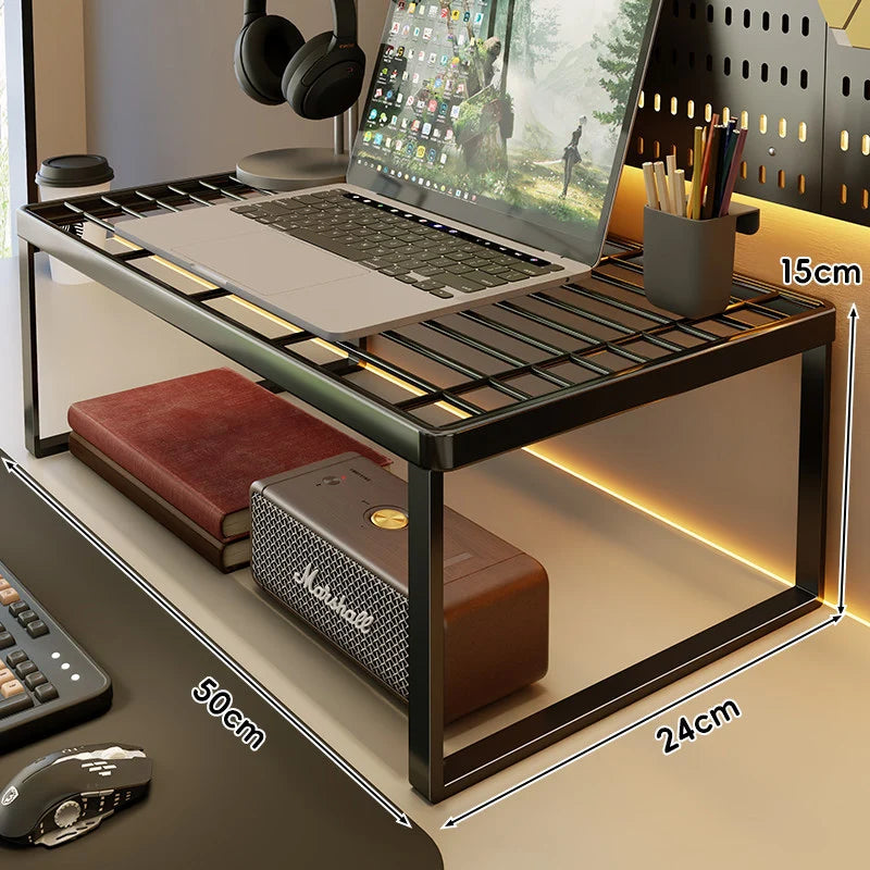 Desk Riser Shelf Steel Ventilated Grid Under-Shelf Storage