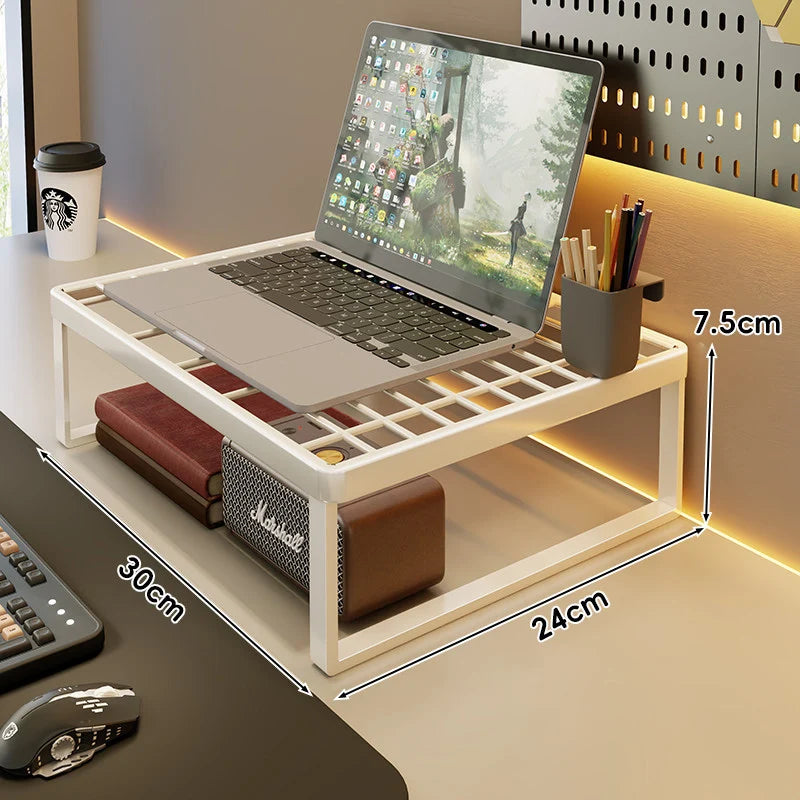 Desk Riser Shelf Steel Ventilated Grid Under-Shelf Storage