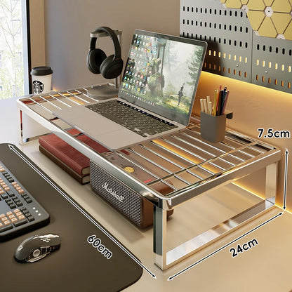 Desk Riser Shelf Steel Ventilated Grid Under-Shelf Storage