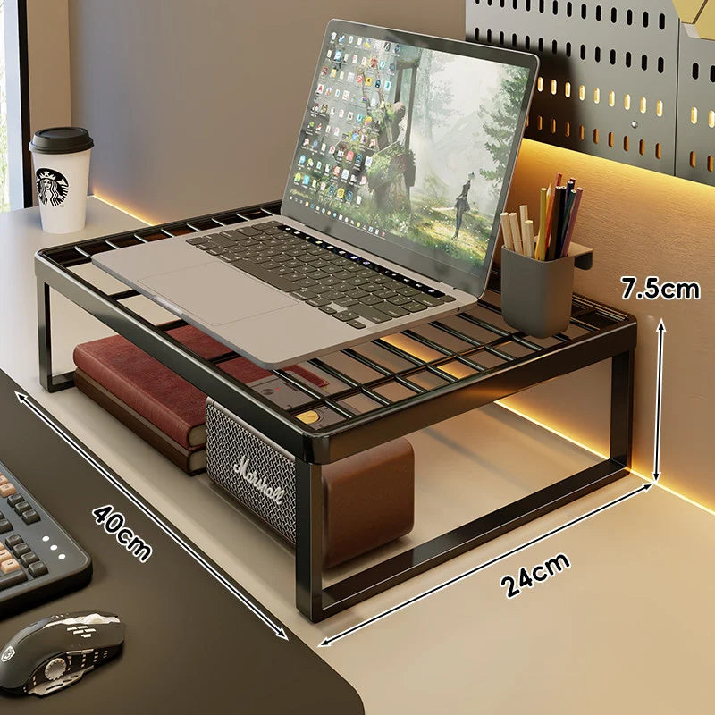 Desk Riser Shelf Steel Ventilated Grid Under-Shelf Storage