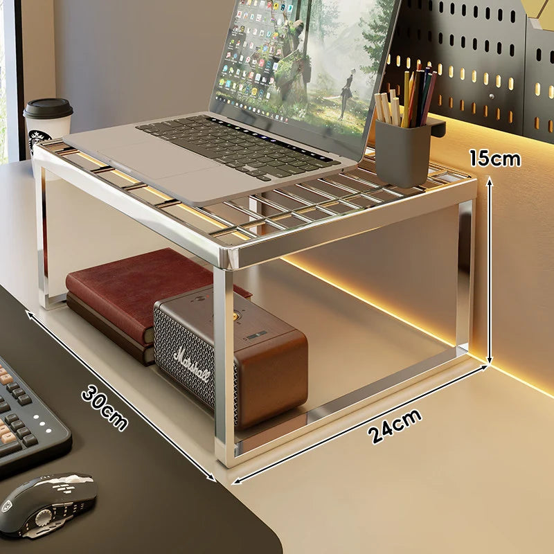 Desk Riser Shelf Steel Ventilated Grid Under-Shelf Storage