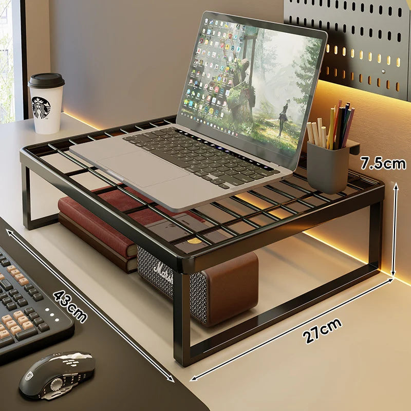 Desk Riser Shelf Steel Ventilated Grid Under-Shelf Storage