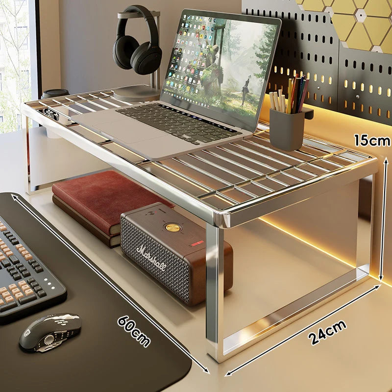 Desk Riser Shelf Steel Ventilated Grid Under-Shelf Storage