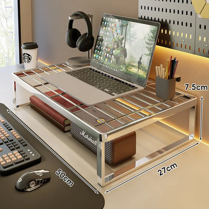Desk Riser Shelf Steel Ventilated Grid Under-Shelf Storage