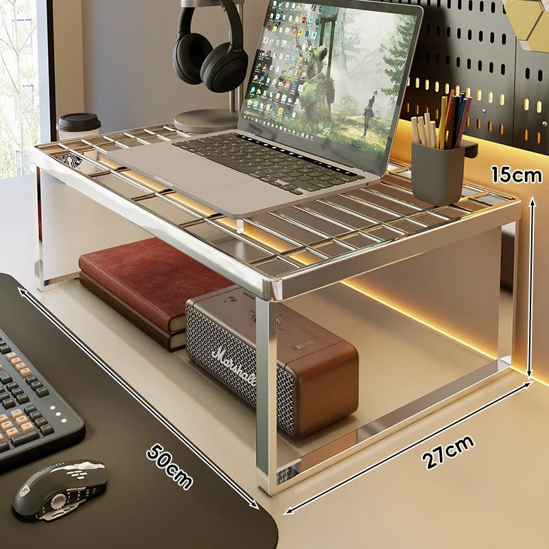 Desk Riser Shelf Steel Ventilated Grid Under-Shelf Storage