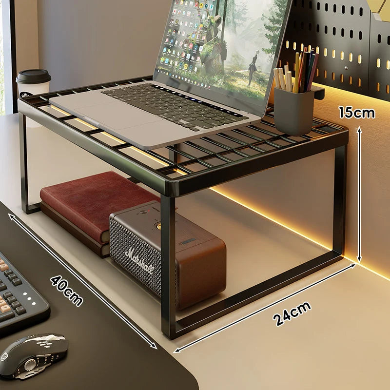 Desk Riser Shelf Steel Ventilated Grid Under-Shelf Storage