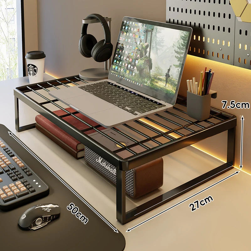 Desk Riser Shelf Steel Ventilated Grid Under-Shelf Storage