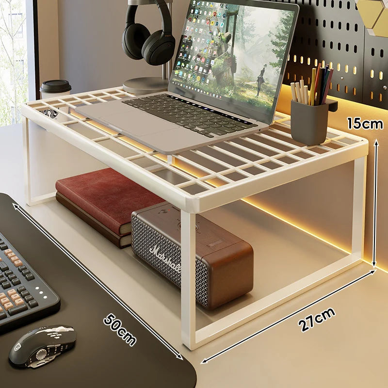 Desk Riser Shelf Steel Ventilated Grid Under-Shelf Storage