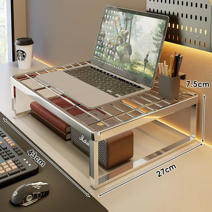 Desk Riser Shelf Steel Ventilated Grid Under-Shelf Storage