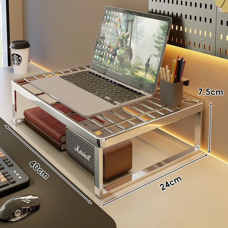 Desk Riser Shelf Steel Ventilated Grid Under-Shelf Storage