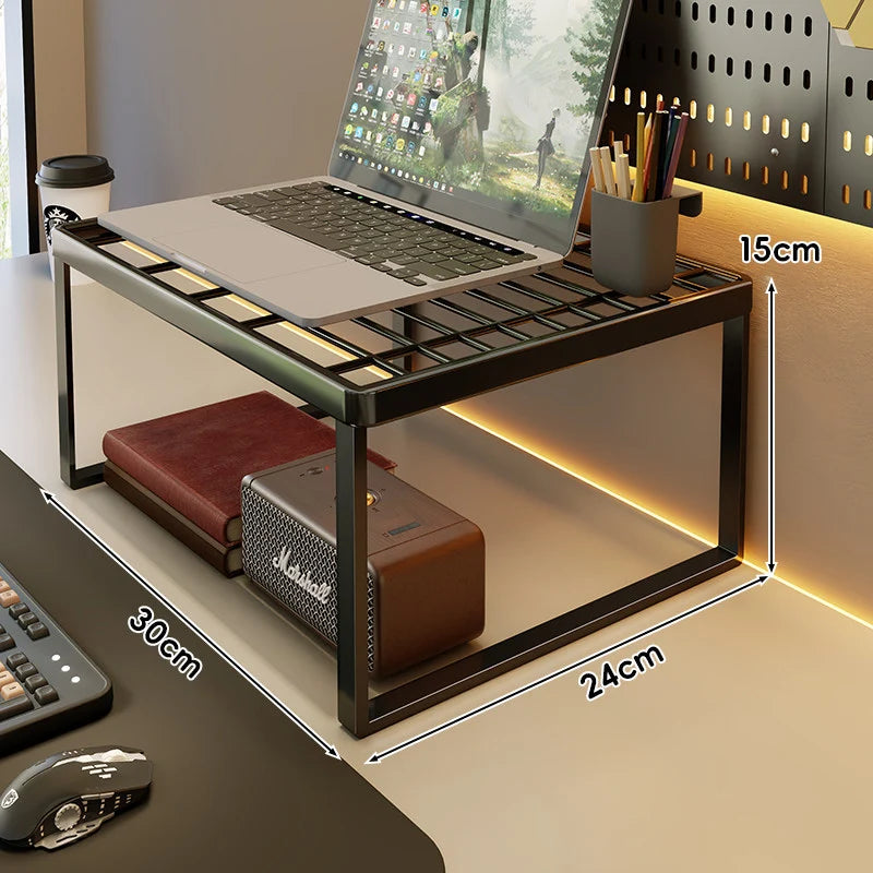 Desk Riser Shelf Steel Ventilated Grid Under-Shelf Storage