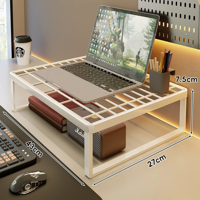 Desk Riser Shelf Steel Ventilated Grid Under-Shelf Storage