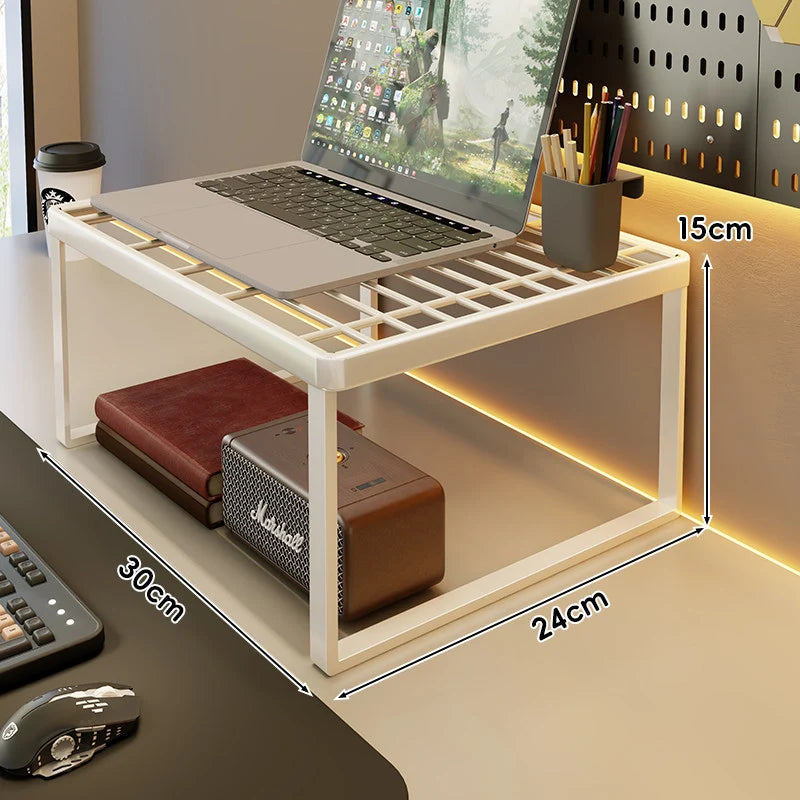 Desk Riser Shelf Steel Ventilated Grid Under-Shelf Storage