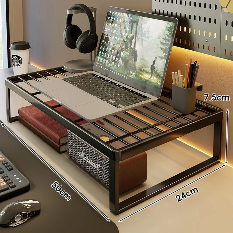 Desk Riser Shelf Steel Ventilated Grid Under-Shelf Storage
