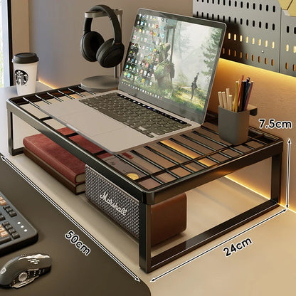 Desk Riser Shelf Steel Ventilated Grid Under-Shelf Storage