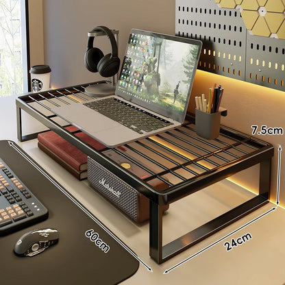 Desk Riser Shelf Steel Ventilated Grid Under-Shelf Storage